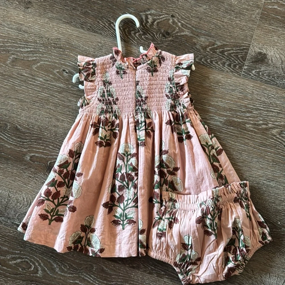 Pink Chicken Floral Pink Dress‎ with Bloomers - Picture 2 of 3